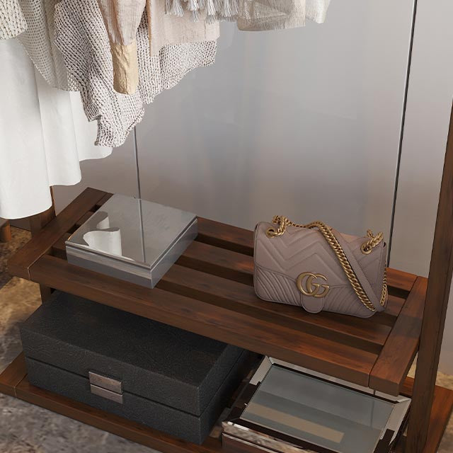 Contemporary Bedroom Armoire Solid Wood Storage Cabinet with Shelves