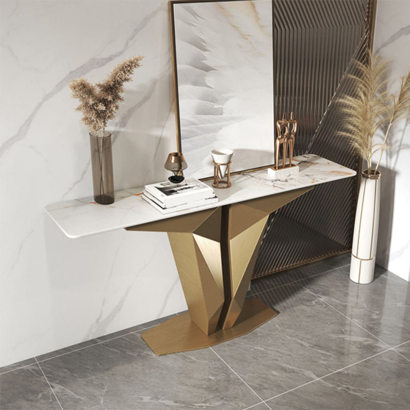 Rectangle Shape Contemporary Console Table Gold Stone Console Sofa Table