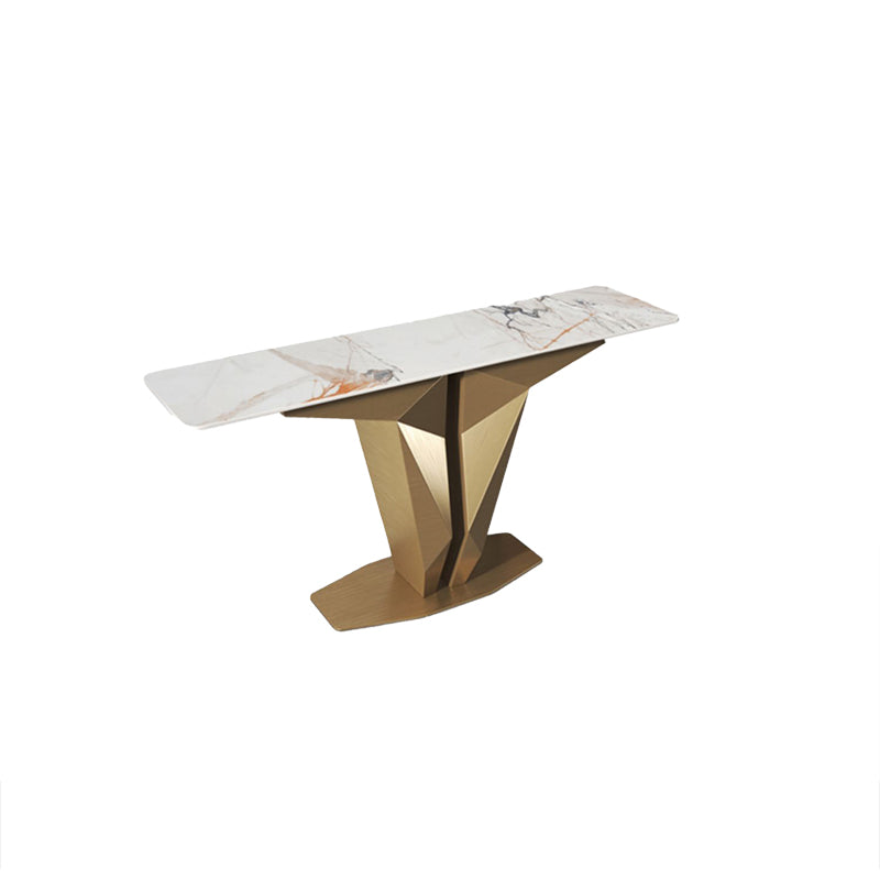Rectangle Shape Contemporary Console Table Gold Stone Console Sofa Table