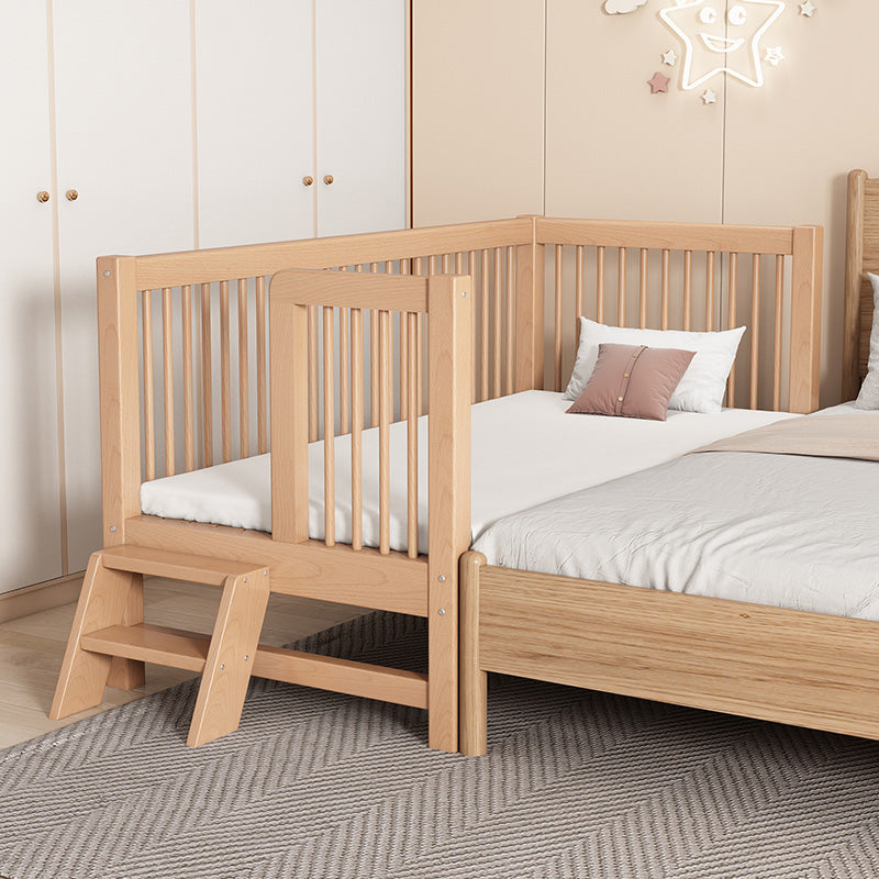 Farmhouse Style Beech Crib Solid Wood Nursery Crib with Guardrails