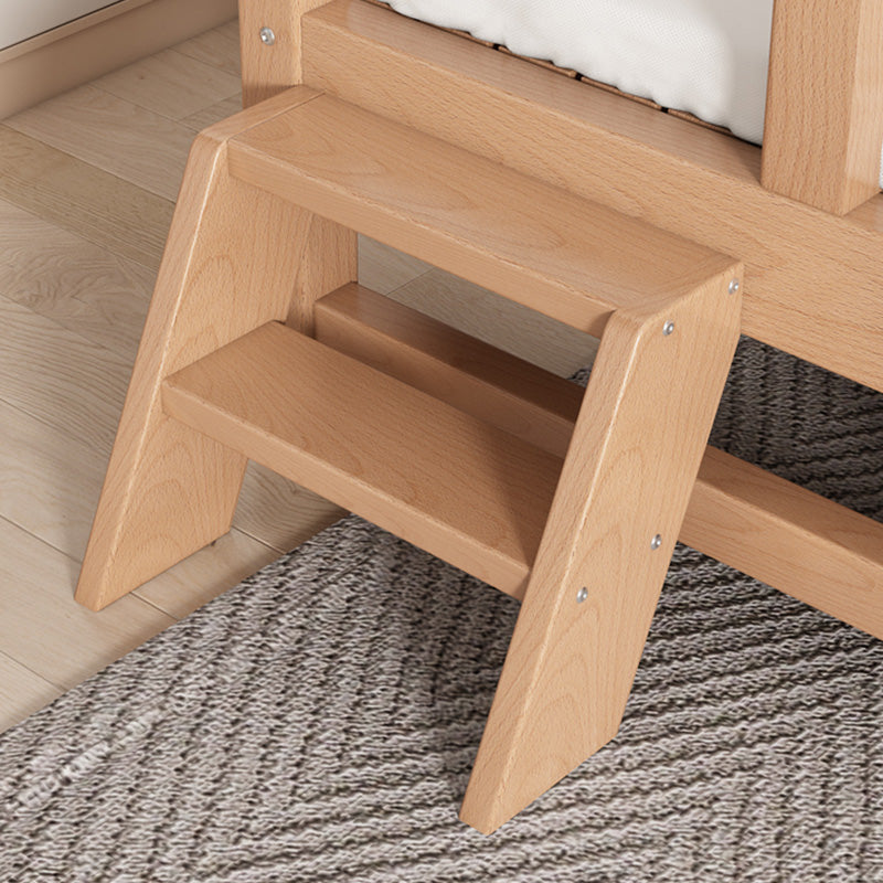 Farmhouse Style Beech Crib Solid Wood Nursery Crib with Guardrails