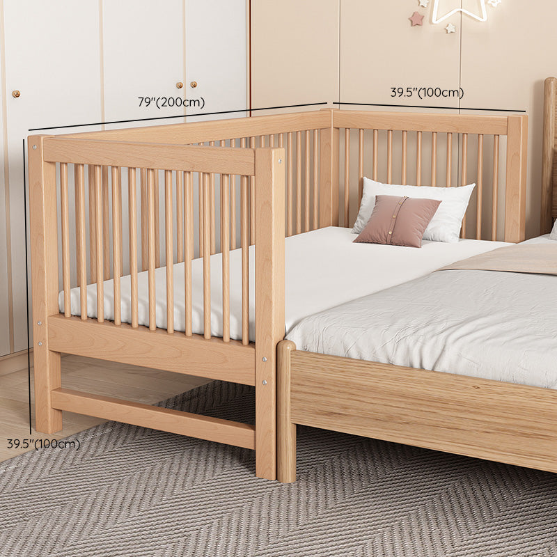 Farmhouse Style Beech Crib Solid Wood Nursery Crib with Guardrails