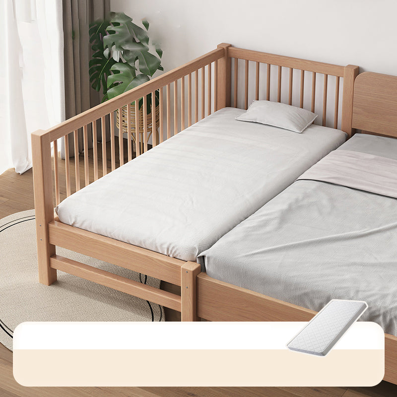 Farmhouse Nursery Bed Solid Wood Baby Crib with Guardrails and Mattress