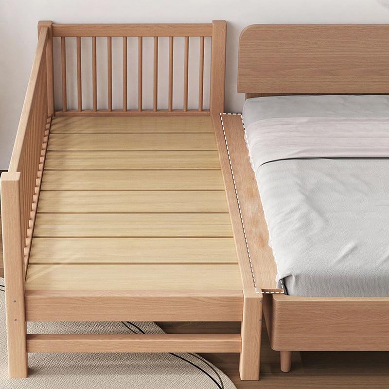 Farmhouse Nursery Bed Solid Wood Baby Crib with Guardrails and Mattress