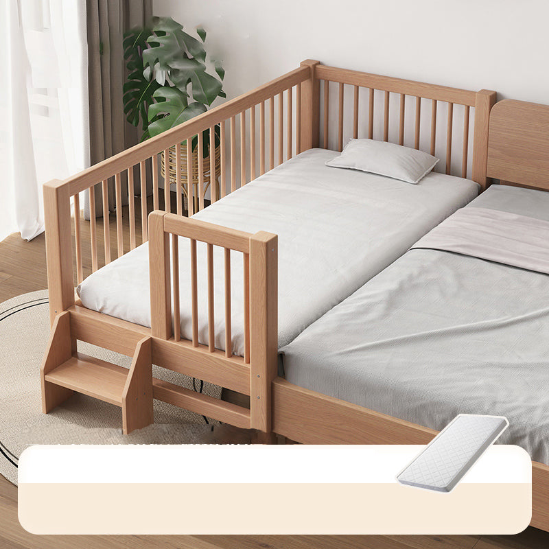 Farmhouse Nursery Bed Solid Wood Baby Crib with Guardrails and Mattress