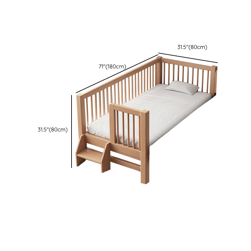 Farmhouse Nursery Bed Solid Wood Baby Crib with Guardrails and Mattress