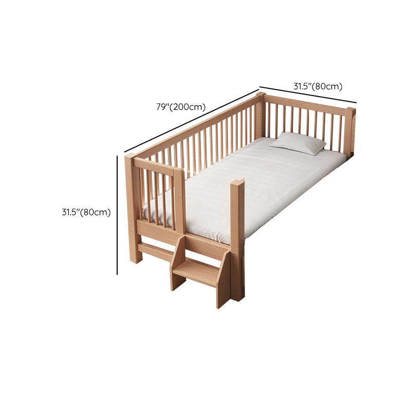 Farmhouse Nursery Bed Solid Wood Baby Crib with Guardrails and Mattress