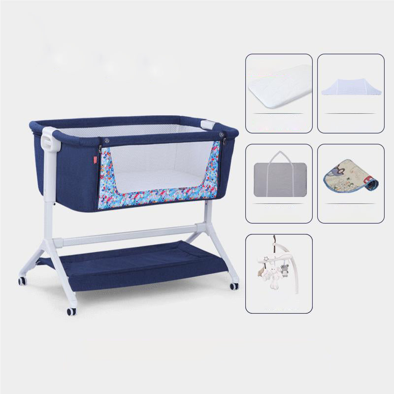 Metal Rectangle Height Adjustable Bassinet Gliding Crib Cradle for Baby