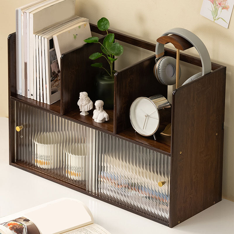 Closed Back Vertical Bookshelf Contemporary Wood Bookcase with Cabinets