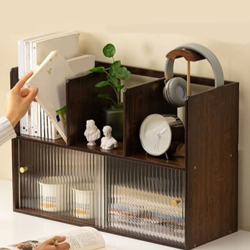 Closed Back Vertical Bookshelf Contemporary Wood Bookcase with Cabinets