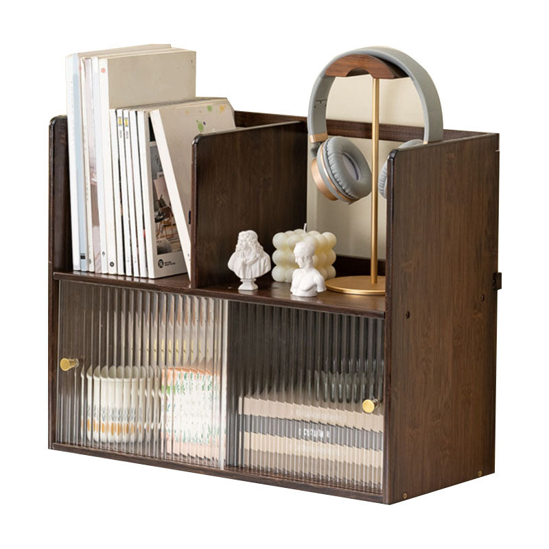 Closed Back Vertical Bookshelf Contemporary Wood Bookcase with Cabinets