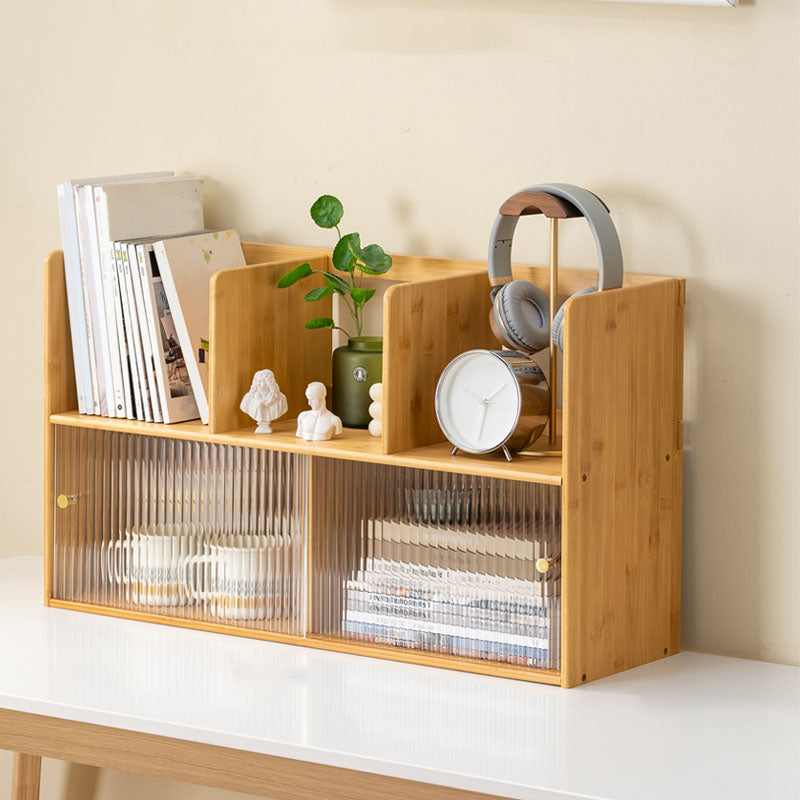 Closed Back Vertical Bookshelf Contemporary Wood Bookcase with Cabinets