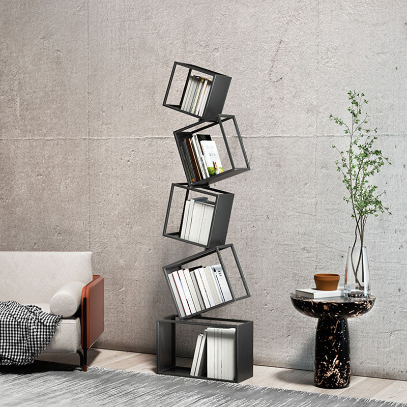 4 Shelves Contemporary Etagere Bookcase Open Back Metal Bookshelf