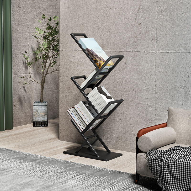 4 Shelves Contemporary Etagere Bookcase Open Back Metal Bookshelf