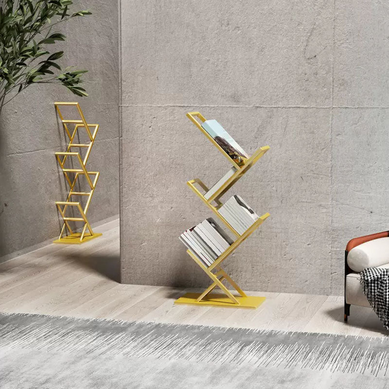 4 Shelves Contemporary Etagere Bookcase Open Back Metal Bookshelf