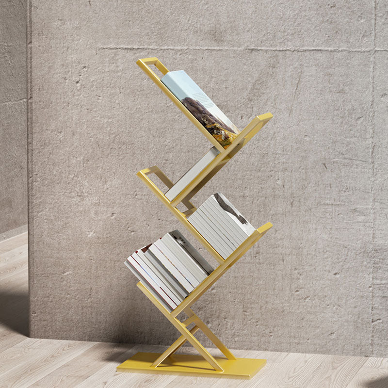 4 Shelves Contemporary Etagere Bookcase Open Back Metal Bookshelf