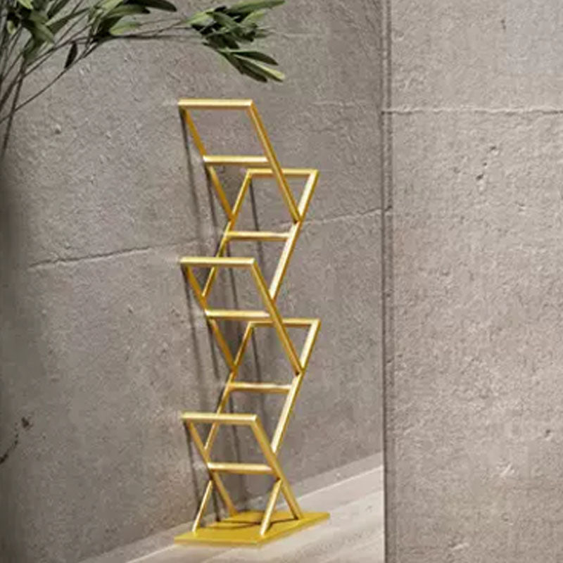 4 Shelves Contemporary Etagere Bookcase Open Back Metal Bookshelf