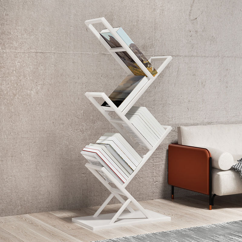 4 Shelves Contemporary Etagere Bookcase Open Back Metal Bookshelf