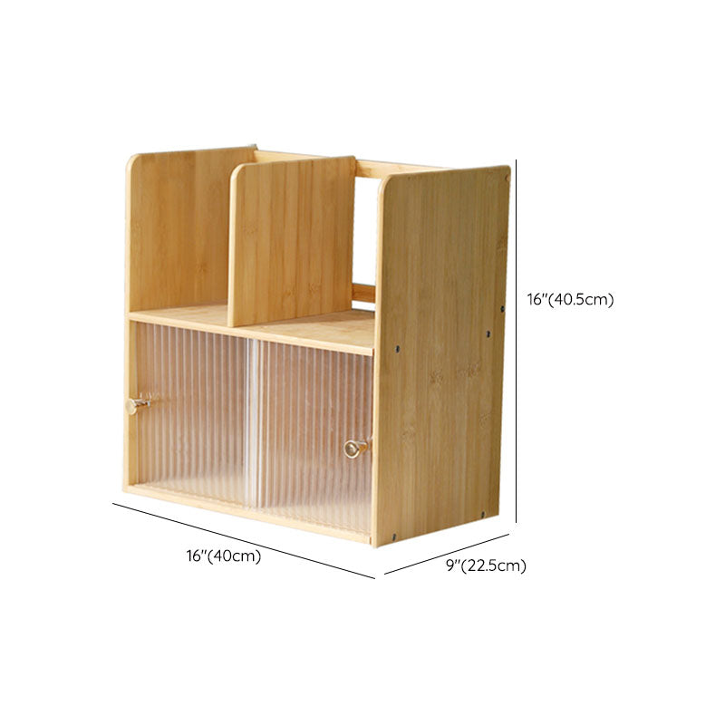 Contemporary Closed Back Bamboo Bookshelf Glass Bookcase for Home and Office