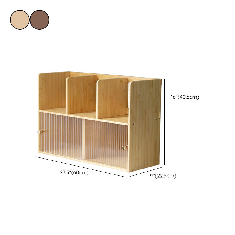 Contemporary Closed Back Bamboo Bookshelf Glass Bookcase for Home and Office
