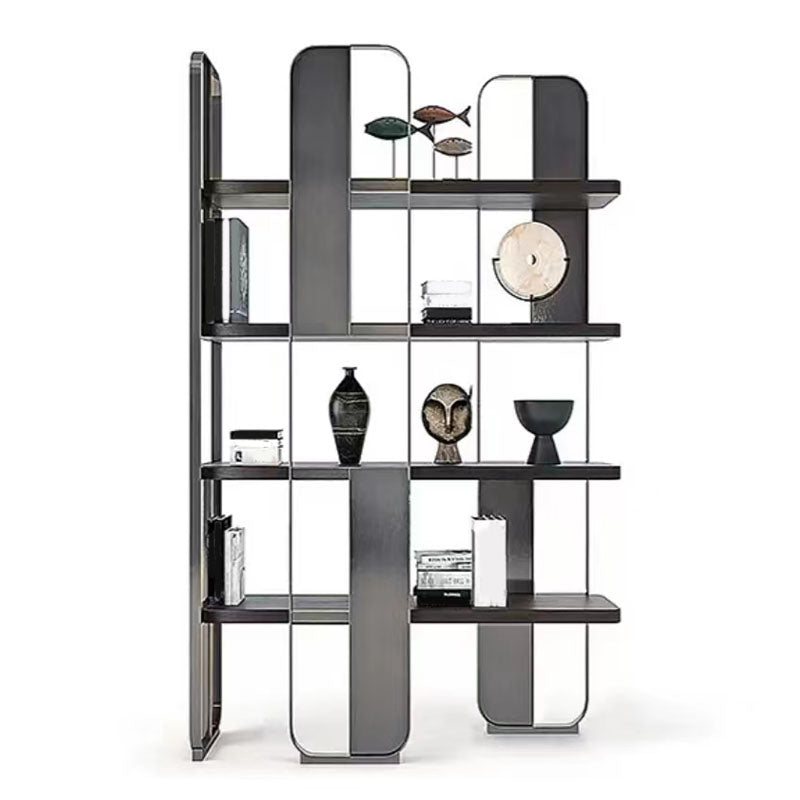 4 Shelves Contemporary Bookcase Standard Metal Open Back Bookshelf