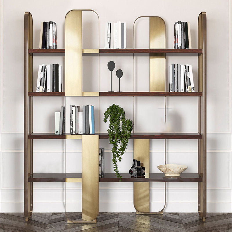 4 Shelves Contemporary Bookcase Standard Metal Open Back Bookshelf