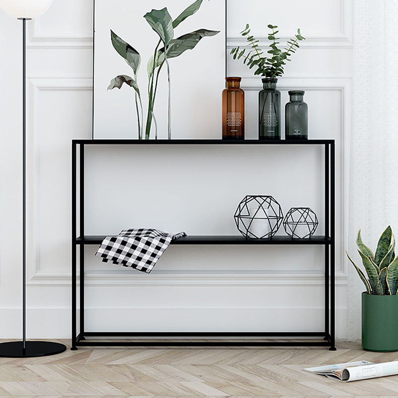 Contemporary Metal Bookshelf Etagere Open Back Bookcase with Shelves