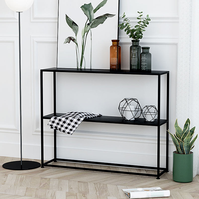 Contemporary Metal Bookshelf Etagere Open Back Bookcase with Shelves