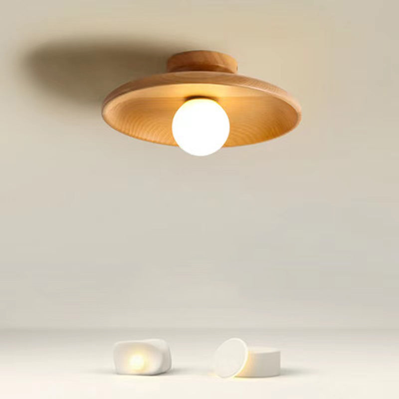 1 Light Flush Mount Fixture Contemporary Wood Flush Light for Corridor