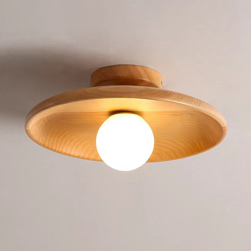 1 Light Flush Mount Fixture Contemporary Wood Flush Light for Corridor