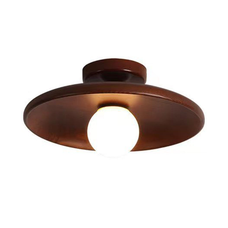 1 Light Flush Mount Fixture Contemporary Wood Flush Light for Corridor