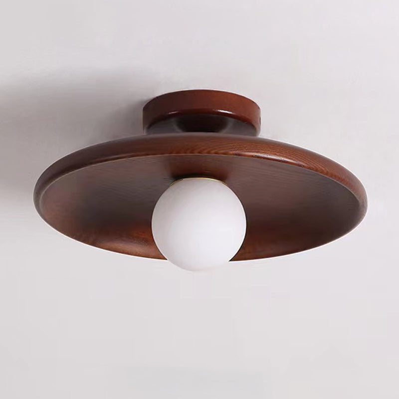 1 Light Flush Mount Fixture Contemporary Wood Flush Light for Corridor