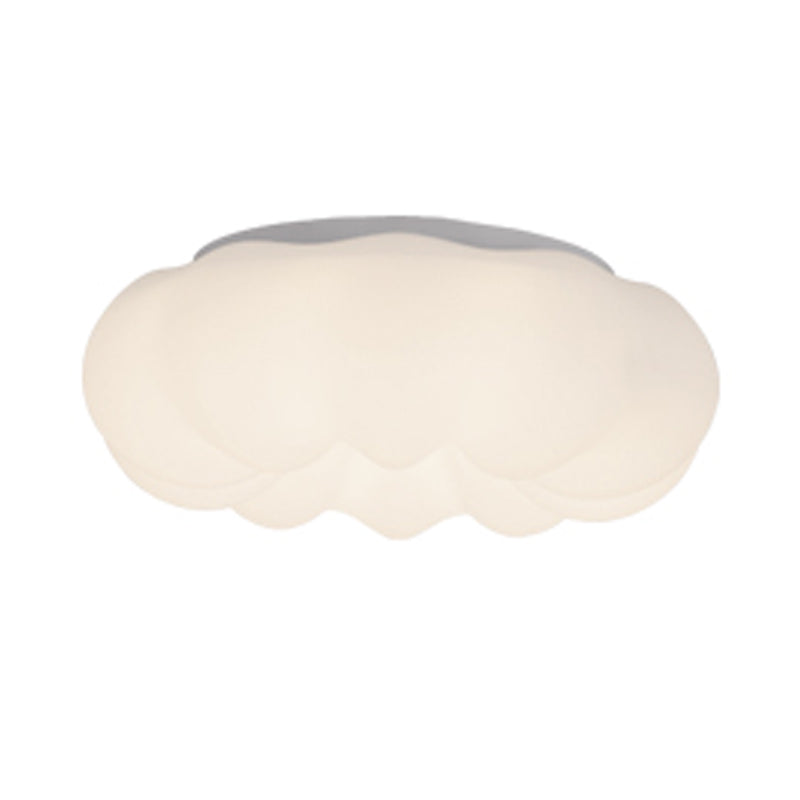 White Modern Metal Flush Mount Pumpkin Shape Ceiling Light with Plastic Shade for Bedroom