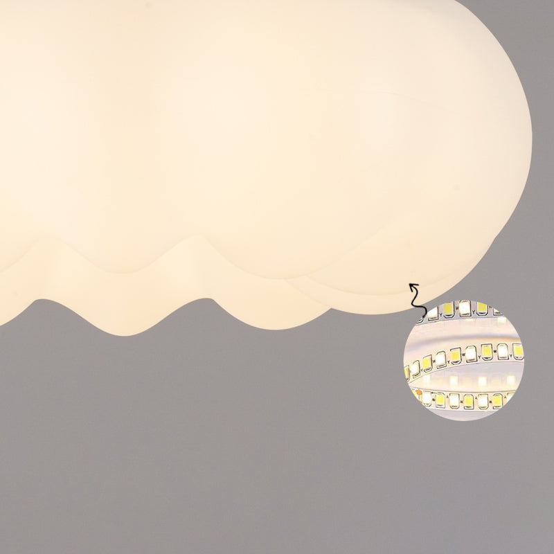 White Modern Metal Flush Mount Pumpkin Shape Ceiling Light with Plastic Shade for Bedroom