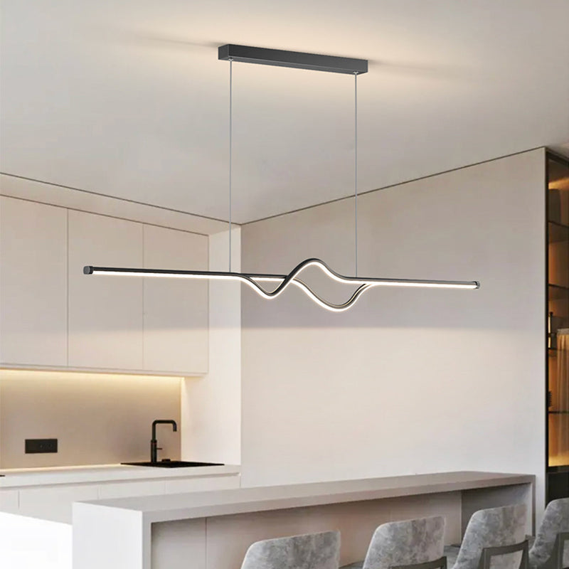 Linear Ceiling Pendant Minimalist Mental 1 Light Hanging Lamp
