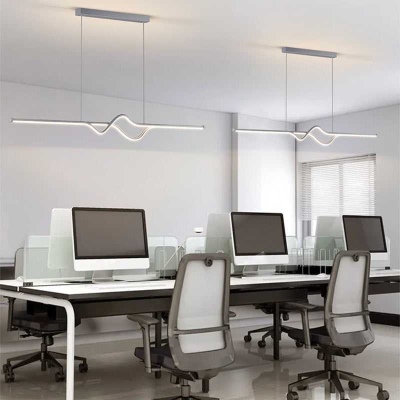 Linear Ceiling Pendant Minimalist Mental 1 Light Hanging Lamp