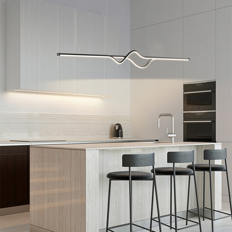 Linear Ceiling Pendant Minimalist Mental 1 Light Hanging Lamp