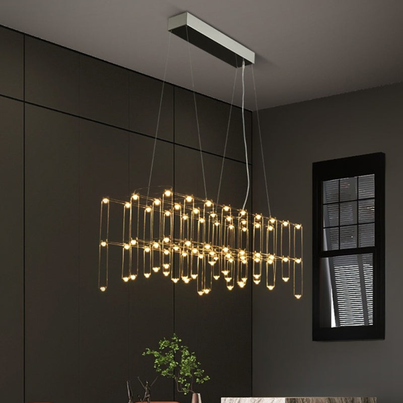 Nordic Style LED Hanging Lamp Rectangle Shape Island Light Fixture for Living Room