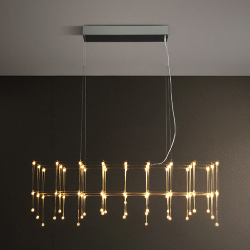 Nordic Style LED Hanging Lamp Rectangle Shape Island Light Fixture for Living Room