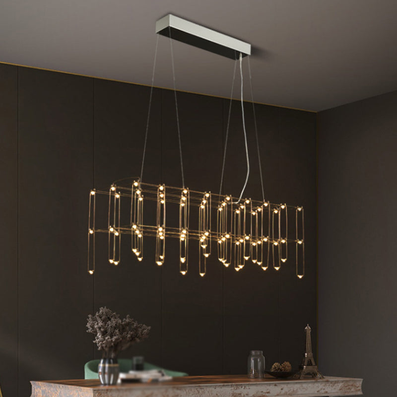 Nordic Style LED Hanging Lamp Rectangle Shape Island Light Fixture for Living Room
