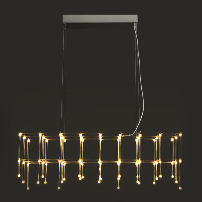 Nordic Style LED Hanging Lamp Rectangle Shape Island Light Fixture for Living Room