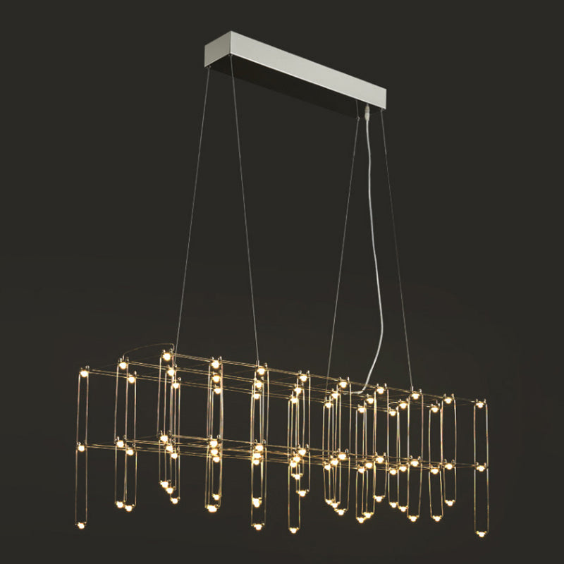 Nordic Style LED Hanging Lamp Rectangle Shape Island Light Fixture for Living Room
