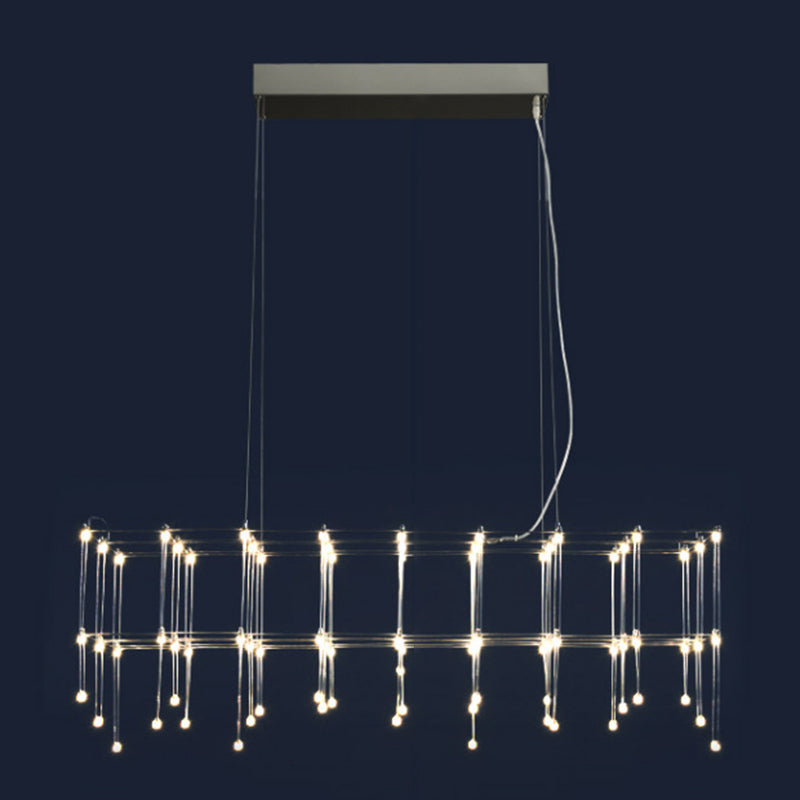 Nordic Style LED Hanging Lamp Rectangle Shape Island Light Fixture for Living Room