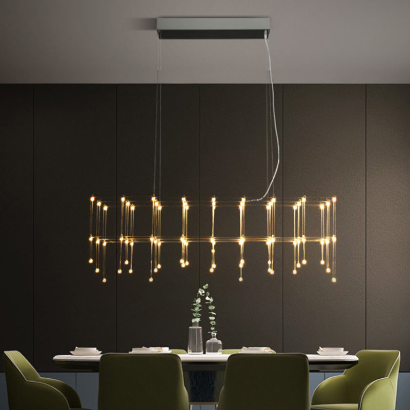 Nordic Style LED Hanging Lamp Rectangle Shape Island Light Fixture for Living Room