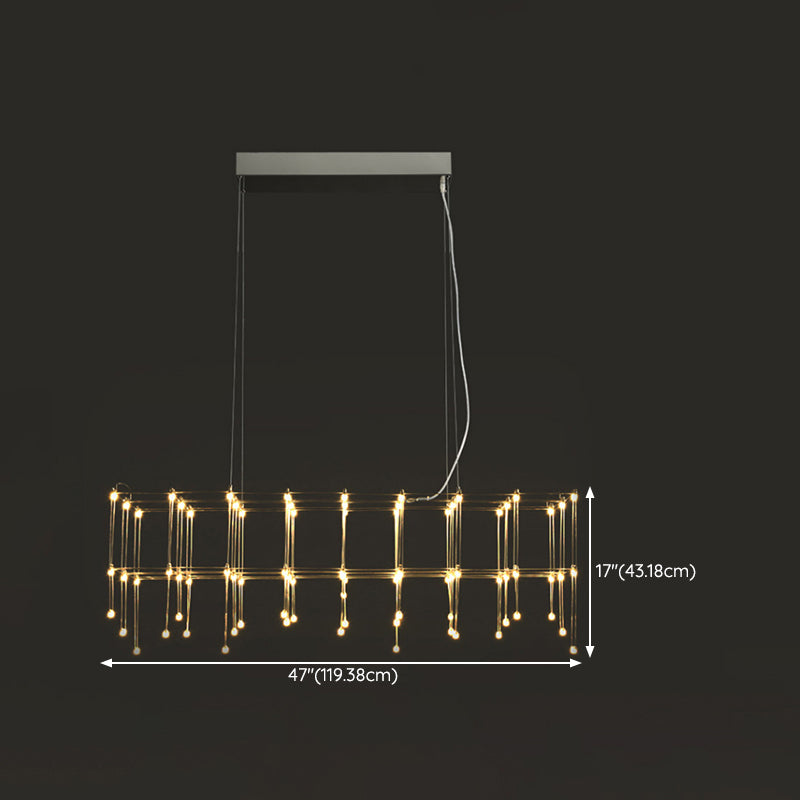 Nordic Style LED Hanging Lamp Rectangle Shape Island Light Fixture for Living Room