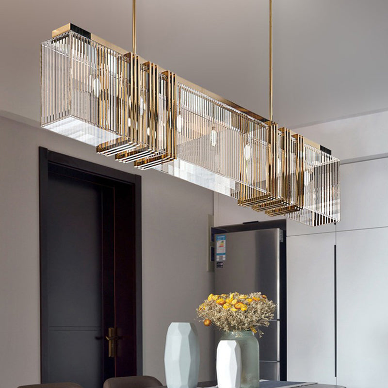 Nordic Style Hanging Lamp Rectangle Shape Island Light Fixture for Living Room