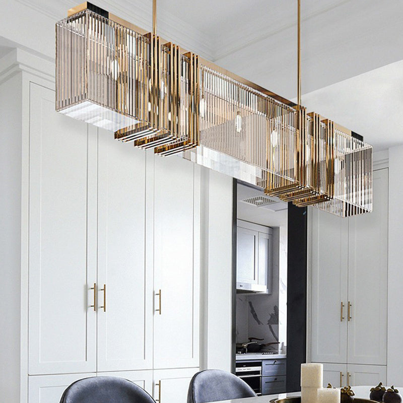 Nordic Style Hanging Lamp Rectangle Shape Island Light Fixture for Living Room