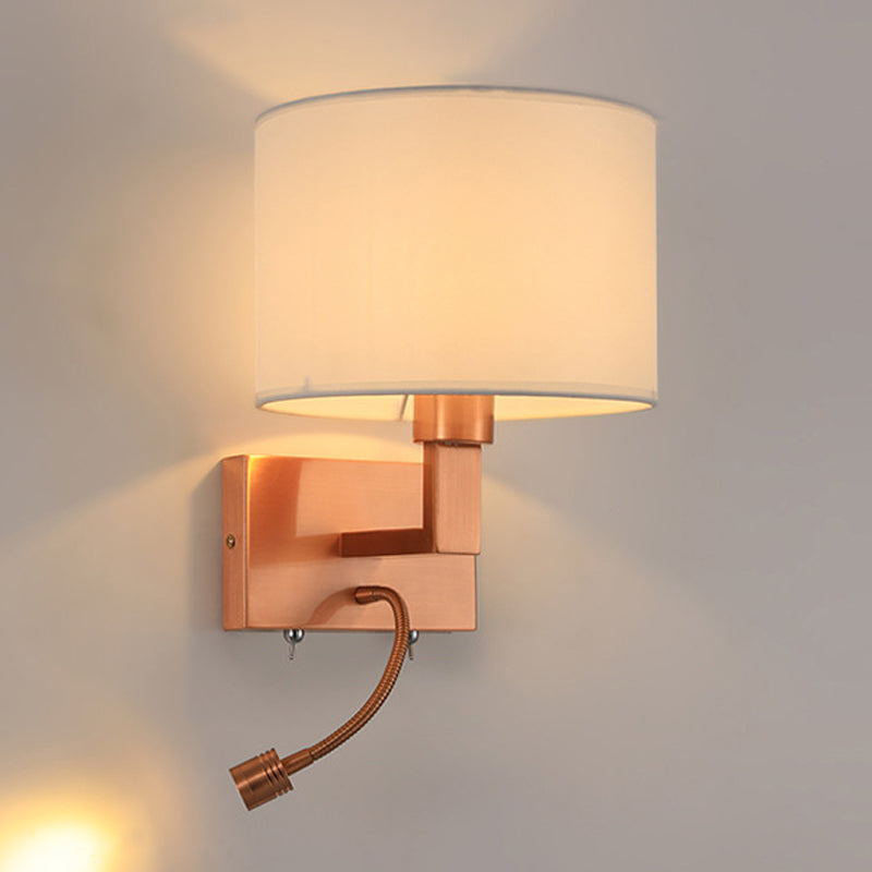 Cylinder Wall Lighting Modern Creative Fabric Wall Sconces in Gold