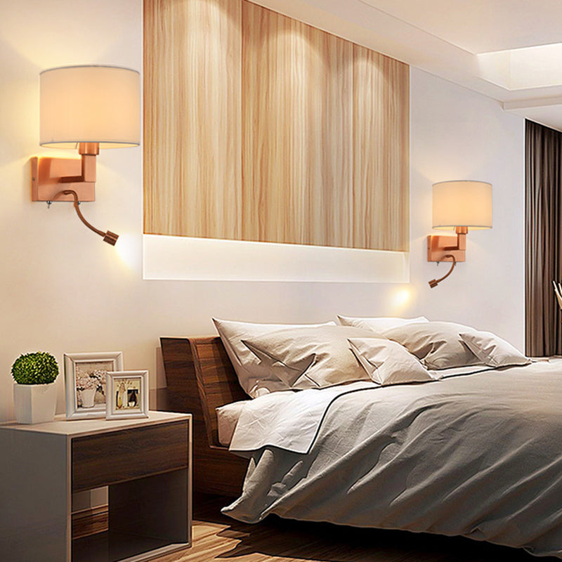 Cylinder Wall Lighting Modern Creative Fabric Wall Sconces in Gold