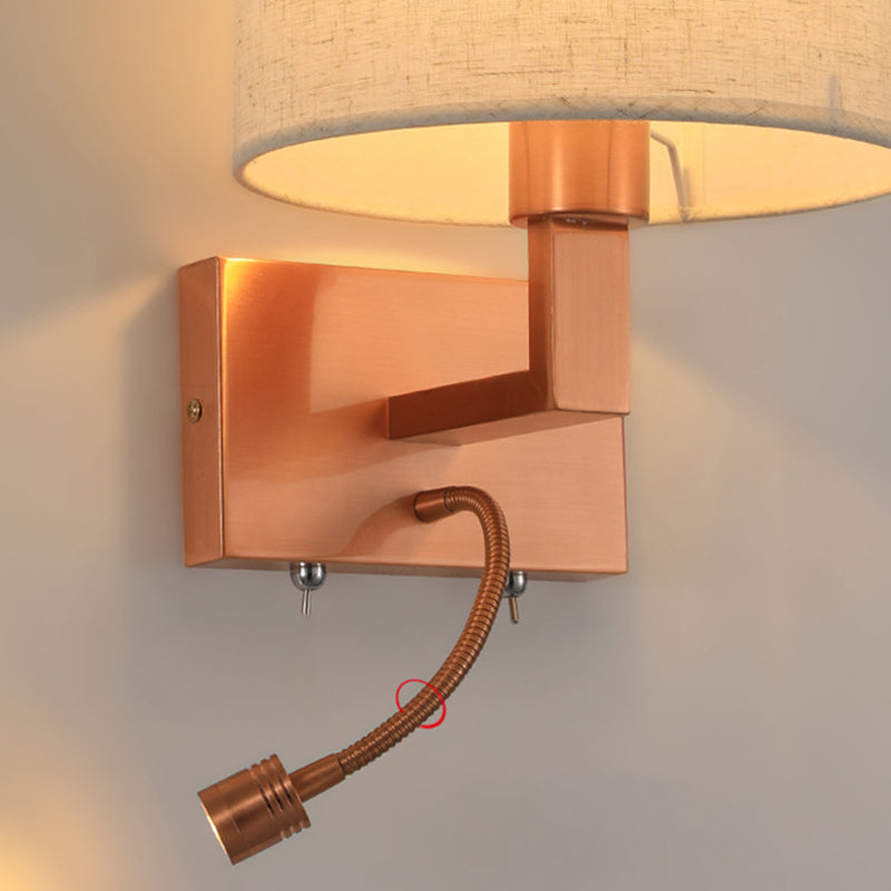 Cylinder Wall Lighting Modern Creative Fabric Wall Sconces in Gold